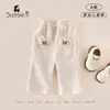 Pantalones de Niña Primavera 2026 Nuevos Elegantes de Moda de Pierna Ancha Casual para Bebé Pantalones Largos Primavera y Otoño Estampado de Corazones para Niños