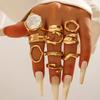 Anillo de Perla Hug de Gota de Agua Brillante de Gama Alta Transfronterizo Europeo y Americano para Mujer, Juego de Anillos Abiertos Articulados Barrocos