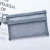 Bolsa de archivo con cremallera de malla de nailon transparente, bolsa doble para almacenamiento de datos de exámenes estudiantiles, bolsa para tutoriales, logotipo impreso