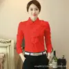 Nova Camisa Branca de Chiffon com Gola de Boneca Franzida Estilo Coreano de Primavera Feminina de Manga Longa com Caimento Profissional Camada Base