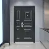 Puerta de Entrada Artesanal de Ensamblaje, Puerta Doble Antirrobo con Patrón de Cobre, Puerta de Entrada de Estilo Moderno para Proyectos