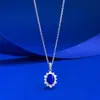 Joias Mu Jing 2025 Transmissão Ao Vivo Nova Prata S925 6*8mm Azul Cobalto Oval Pingente com Contorno Colar Clássico Versátil