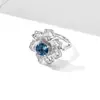 Nuevo Anillo de Flor de Iris Brillante Retro Súper Hermoso con Circonita de Diamante Completo Versátil Colorido Tesoro Anillo Abierto para Dedo Índice