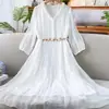 Vestido blanco mujer verano vaporoso suelto vestido hada foto de viaje hada gran vuelo vestido largo vestido de vacaciones playa