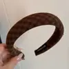 Diadema de Tela a Cuadros Vintage con Corona Alta para Mujer, Diadema de Esponja Estilo Coreano de Nicho con Acabado de Alta Gama, Pasador para el Cabello para Lavado Facial Adelgazante
