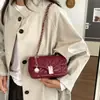 Bolso francés de un hombro para mujer 2026 otoño nuevo patrón de diamantes bordado bolso cuadrado pequeño cadena de transporte cruzado al por mayor