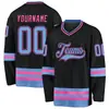 Camiseta de Manga Larga con Cuello en V para Hockey sobre Hielo para Hombre, de Color Contrastante con Rayas, Uniforme de Hockey sobre Hielo con Nombre y Número Imprimibles, Uniforme de Equipo Deportivo