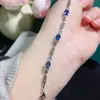 Pulsera de zafiro natural color bueno veta fina plata S925 incrustación Seiko tamaño de la piedra principal 4*6 mm