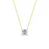 Collar Pequeño de Cubo de Azúcar de Acero Inoxidable 316 Acero de Titanio Cadena de Clavícula de Chispa Micro Brillante Minimalista de Lujo Ligero Colgante Único de Circonita de Cuatro Garras
