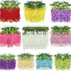 Flores de glicinia artificiales para decoración de techo, decoración de bodas, flores artificiales para decoración de sala de estar, escenarios de parques y hoteles (12 piezas por juego)