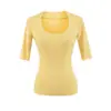 Top Branco com Manga Média, Ajustado na Cintura, Estilo Spicy Girl para Mulheres, Novo 2026, Primavera/Verão Inicial, Algodão Versátil, Gola U, Ombro Normal, Camiseta