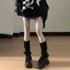 Capa de perna com zíper y2g garota quente estilo Harajuku Cultura Asiática feminina outono e inverno jk estilo Maillard meias de cano alto de tricô