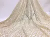 Tecido de vestido de moda novo para primavera e verão, malha redonda vazada, tecido de lantejoulas garbled, tecido bordado com lantejoulas, superfície de contas