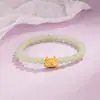 Pulseira de Bolinho Cozido de Dragão Pulseira de Cristal Fofo Jade Hetian Sintético Exquisita Vintage Pulseira do Zodíaco para Mulheres Nascidas no Ano do Dragão