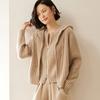 Otoño e invierno 2024 Nuevo cárdigan de punto de cachemira para mujer Cárdigan holgado con capucha y cremallera Abrigo Suéter Nuevo