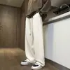 Pantalones de Chándal Blancos Casuales de Pana Holgados Rectos de Pierna Ancha de Moda para Hombre de Primavera y Otoño