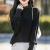 Camisa de Renda para Usar por Baixo para Mulheres, Blusa Tricotada Estilo Primavera e Outono, Suéter com Contas de Inverno e Outono Plus Size para Mulheres 2025 Versátil