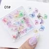 Caixa Quadrada para Nail Art Resina Laço Aurora Amor Fart Pêssego Fita Flor Urso Gelo Flash Pó Fada Mix