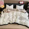 Juego de cuatro piezas de franela de leche fresco y simple funda de edredón de vellón de coral sábana de cama funda de edredón engrosada de invierno para dormitorio de estudiante juego de tres piezas