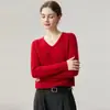 100% Cachemir usando hilo Consinee Otoño/Invierno Estilo Nuevo Suéter de Punto Básico Holgado para Mujer con Cuello en V