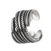 Pinza de Oreja de Pluma de Plata Vintage para Hombre Tendencia Personalizada Plata Anti-Tailandesa Pendientes Individuales Pinza de Oreja de Moda para Hombre
