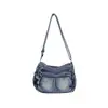 Bolsa Jeans Lavada Color Block Tendência Estilo Coreano Fashion 2026 Nova Leve Quadrada Pequena Bolsa Transversal Casual para Mulheres
