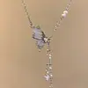 [No. 4 Collares] Lazo Colgante de Gota de Agua Collar de Amor para Niña Nicho Más Fácil de Combinar Collar de Candado Ruyi