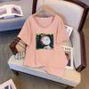 Ropa de Mujer Deformable de Talla Grande para Chicas Gorditas Camiseta Simple de Manga Corta Estilo Europeo y Americano Largo Medio a la Moda Top Versátil para Verano