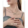 Collar Original Estilo Ins Verde Menta con Forma de Corazón para Mujer, Cadena para Clavícula de Doble Capa de Gama Alta de Nicho, Accesorio de Moda