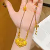 Bolsa de Cierre Dorado Arena Antigua de Alta Retención de Color Cadena de Suéter con Borla de Calabaza de Doble Gancho y Hebilla de Cisne Nuevo Estilo Chino para Mujer