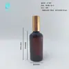 Botella de spray loción de cobertura total de 100 ml calibre 18, botella dispensadora de spray de presión, botella cosmética PET marrón a prueba de luz