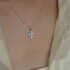 Colgante de Cruz de Plata de Ley S925 con Incrustación Completa de Diamantes, Collar Simple en Forma de O para Mujer, Moderno y Genial, Cadena para Clavícula Estilo Ins de Lujo Ligero