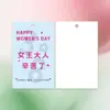 Etiqueta do 38º Dia da Mulher, Cartão Pequeno Feliz Dia da Mulher, Cartão Pendurado com Flores, Cartão de Cumprimentos do 38º Dia da Mulher, Enfeite Pendurado Personalizado