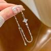 Pulseira Estrela de Quatro Pontas com Micro Zircônias para Mulheres, Luxo Leve, Fashion, Versátil e Elegante, Pulseira de Novo Estilo, Joia de Mão Empilhável e Personalizável