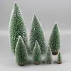 Mini decoración navideña Árbol de Navidad parte superior de seda de sisal Torre de nieve Pino Decoración de escritorio Ventana Decoraciones navideñas