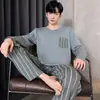 Pijamas Atacado para Homens, Estilo Primavera e Outono, Algodão Puro, Manga Longa, Novo 2025 Casual Tamanho Plus, Adequado para Outono e Inverno, Pode Ser Usado Fora de Casa como Roupa de Casa