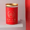 Caja Cilíndrica Roja de Doble Felicidad Floral para Dulces de Boda, Caja de Empaque de Dulces de Boda de Gama Alta de Nicho, Recuerdo de Boda