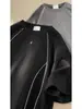 Camiseta de Diseño Desestructurado Resistente Estilo Americano, Marca de Moda Cleanfit Manga Corta para Hombre Verano Moda Urbana Suede Top de Media Manga