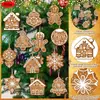 24 Peças Natal 2D Criativo Casa de Pão de Gengibre Estrela de Cinco Pontas Decoração de Feriado Pendurada Decoração de Atmosfera de Feriado Pendurar na Árvore