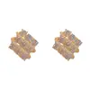 Brincos Quadrados de Zircônia Estilo Francês Luxo Leve para Mulheres Exquisitos Modernos Versáteis Toque de Alto Padrão Brilhantes Super Pequenos Brincos Venda por Atacado