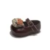 Zapatos Infantiles 2026 Otoño Nuevo Estilo Vintage Bebé Dibujos Animados de Suela Baja Zapatos Individuales para Niñas Cómodos Zapatos Pequeños de Cuero