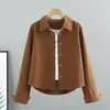 Jaqueta Curta 2025 Primavera e Outono Nova Estilo Coreano Solta Versátil Manga Longa Camisa de Trabalho Jaqueta Top Estiloso