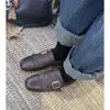 Mocassins Femininos 2026 Novos Estilo Coreano Retro com Detalhe em Pele e Fivela, com Borlas, Slip-On