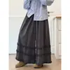 Coleção Primavera 2026: Calça de Perna Larga Reta Solta Versátil com Patchwork de Renda Elástica de Cintura Alta Estilo Artístico Emagrecedora