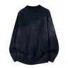 Comercio Exterior Tallas Grandes Hombre Invierno Nueva Llegada Color Sólido Tejido Jacquard Hombre Cuello Redondo Suéter Una Pieza Polar Grueso Tejido