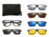 Óculos de Sol Magnéticos Tr90 Polarizados para Ciclismo Transfronteiriço com Cinco Lentes Intercambiáveis, Estilo Esportivo Retrô, Atacado
