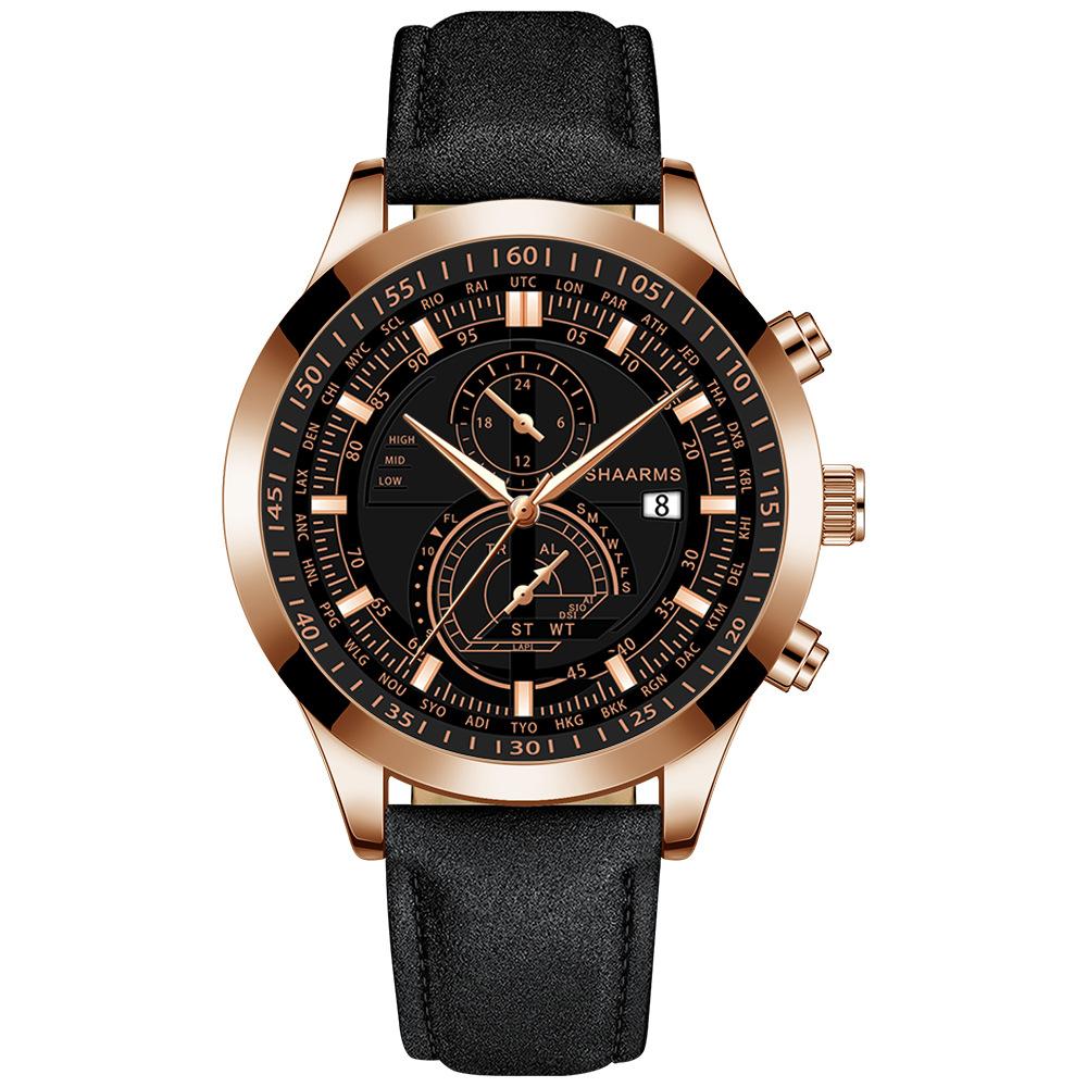 黑色皮带玫金壳黑面玫金针