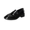 Mocasines sencillos combinables 2022 primavera nuevos tacón bajo punta redonda piel de vaca marrón boca profunda capa única zapatos para mujer zapatos de cuero para ir al trabajo