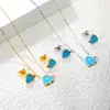 Conjunto Popular Lindo de Aretes y Collar de Helado de Cereza Transfronterizo, Aretes Dulces y Delicados, Conjunto de Joyería de Acero Inoxidable para Mujeres