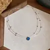 Collar de Perlas con Abalorios de Circonita Redondos de Doble Capa con un Toque Fresco y Sofisticado, Cadena para Clavícula con un Diseño de Lujo Ligero y de Nicho